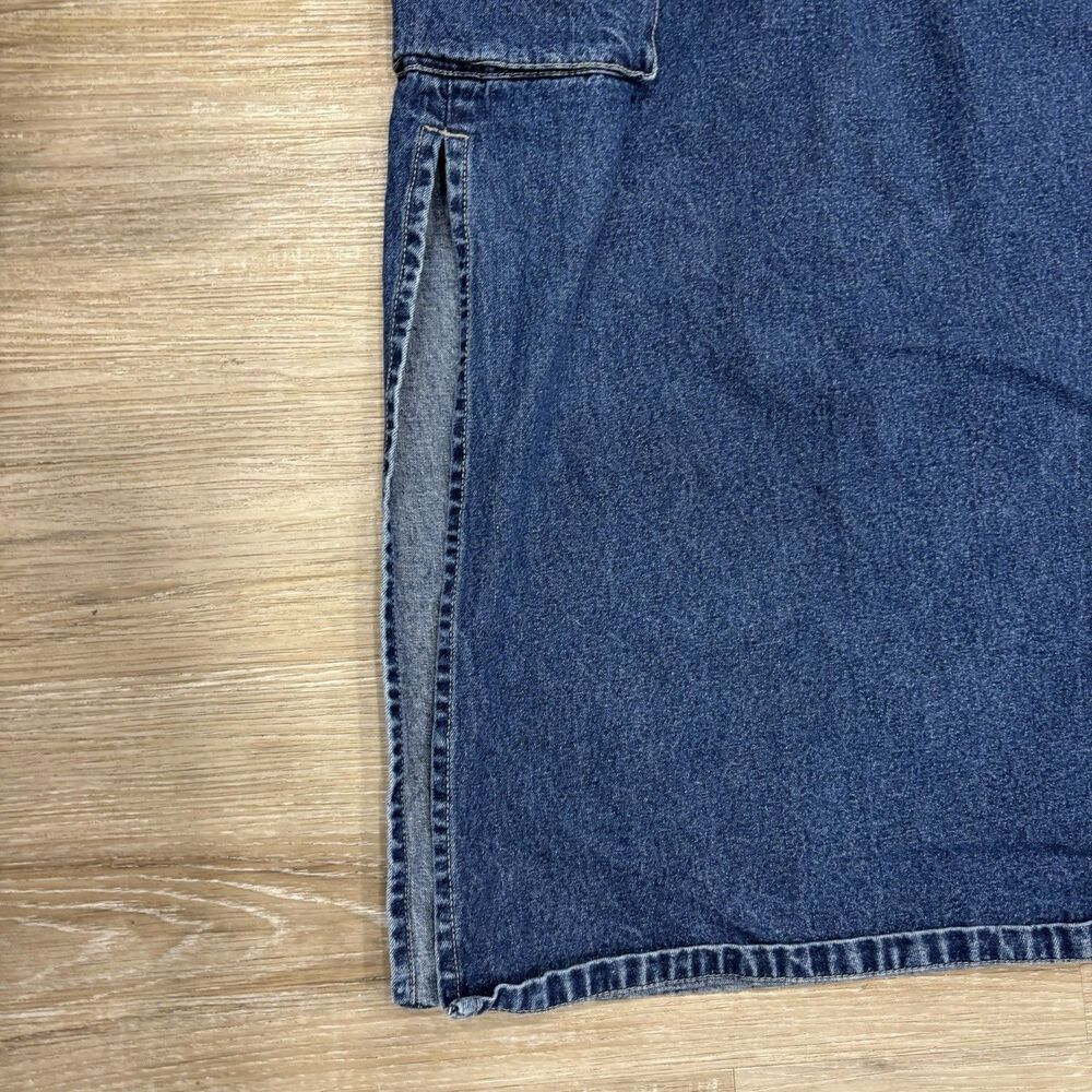 Denim Cargo Dress Womens Size 2X Y2K 00s Midi J.L.N.Y. Vintage Side Slits Maxi - Picture 3 of 10